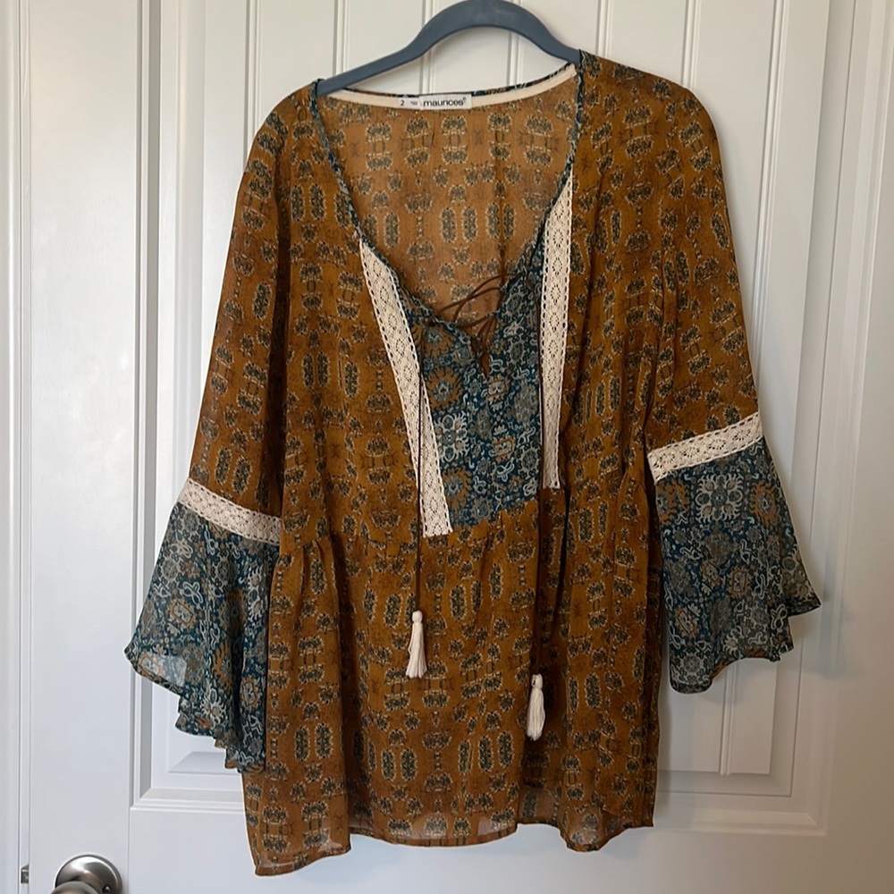Mustard floral blouse